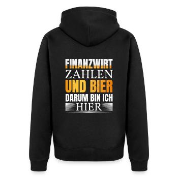 Finanzbeamter Finanzmanager Geld Job Arbeit - Unisex Premium Bio Zip Hoodie - Schwarz - Hinten - Nico (187cm)