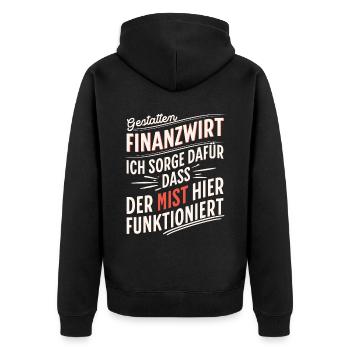 Finanzbeamter Finanzmanager Geld Job Arbeit - Unisex Premium Bio Zip Hoodie - Schwarz - Hinten - Nico (187cm)