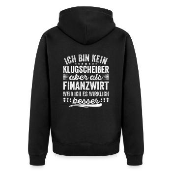 Finanzbeamter Finanzmanager Geld Job Arbeit - Unisex Premium Bio Zip Hoodie - Schwarz - Hinten - Nico (187cm)