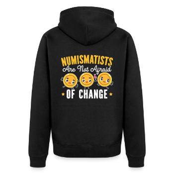Collecte de pièces de collection numismate - Veste à capuche bio Premium Unisexe - noir - Dos - Nico (187cm)