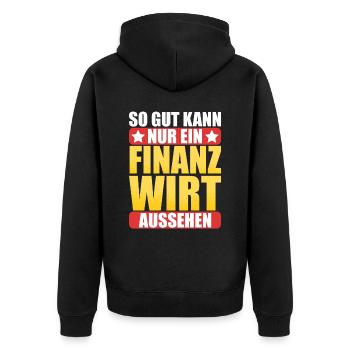 Finanzbeamter Finanzmanager Geld Job Arbeit - Unisex Premium Bio Zip Hoodie - Schwarz - Hinten - Nico (187cm)
