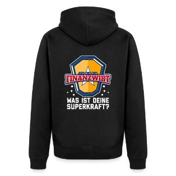 Finanzbeamter Finanzmanager Geld Job Arbeit - Unisex Premium Bio Zip Hoodie - Schwarz - Hinten - Nico (187cm)