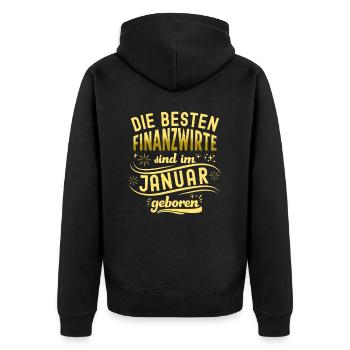 Finanzbeamter Finanzmanager Geld Job Arbeit - Unisex Premium Bio Zip Hoodie - Schwarz - Hinten - Nico (187cm)