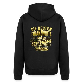 Finanzbeamter Finanzmanager Geld Job Arbeit - Unisex Premium Bio Zip Hoodie - Schwarz - Hinten - Nico (187cm)