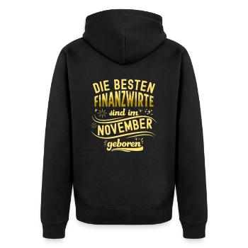 Finanzbeamter Finanzmanager Geld Job Arbeit - Unisex Premium Bio Zip Hoodie - Schwarz - Hinten - Nico (187cm)
