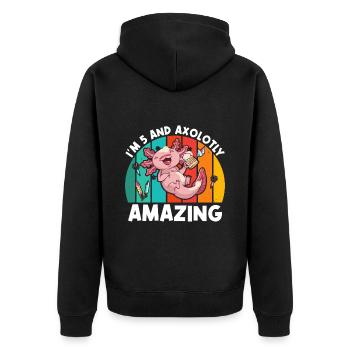 I'm 5 and Axolotly Amazing Drinking Beer - Unisex Premium Organic Zip Hoodie - black - Back - Nico (187cm)