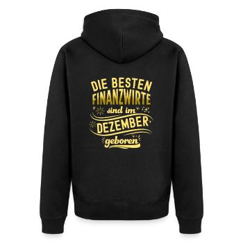 Finanzbeamter Finanzmanager Geld Job Arbeit - Unisex Premium Bio Zip Hoodie - Schwarz - Hinten - Nico (187cm)