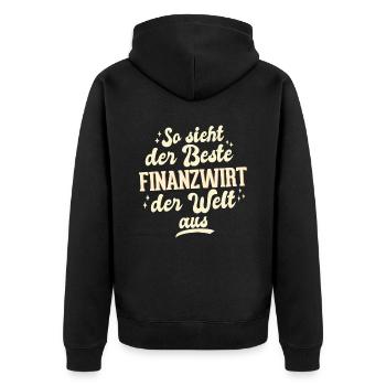 Finanzbeamter Finanzmanager Geld Job Arbeit - Unisex Premium Bio Zip Hoodie - Schwarz - Hinten - Nico (187cm)