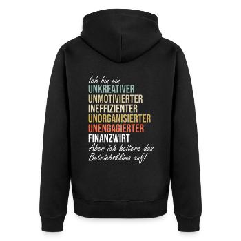 Finanzbeamter Finanzmanager Geld Job Arbeit - Unisex Premium Bio Zip Hoodie - Schwarz - Hinten - Nico (187cm)
