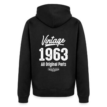 Vintage Born in 1963 - 59th Birthday Retro Classic - Unisex Premium Organic Zip Hoodie - black - Back - Nico (187cm)