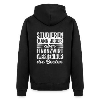 Finanzbeamter Finanzmanager Geld Job Arbeit - Unisex Premium Bio Zip Hoodie - Schwarz - Hinten - Nico (187cm)