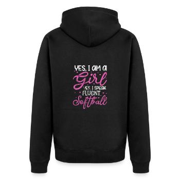 Fille de softball - Veste à capuche bio Premium Unisexe - noir - Dos - Nico (187cm)