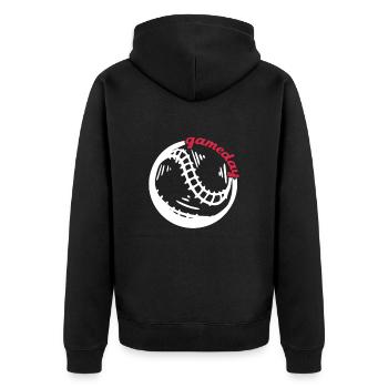 Softball Spieler Baseball Sport Pitcher Geschenk - Unisex Premium Bio Zip Hoodie - Schwarz - Hinten - Nico (187cm)