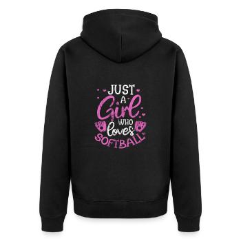 Softball Girl - Unisex Premium Bio Zip Hoodie - Schwarz - Hinten - Nico (187cm)