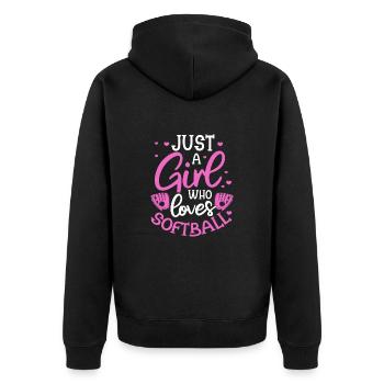 Softball Girl Spieler Baseball Pitcher Geschenk - Unisex Premium Bio Zip Hoodie - Schwarz - Hinten - Nico (187cm)