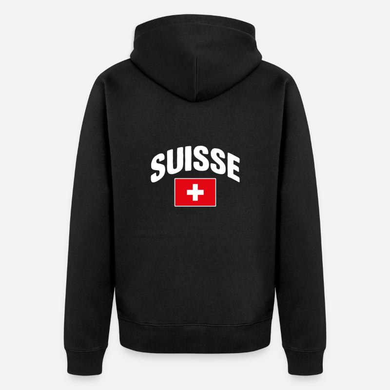 Schweiz - Unisex Premium Bio Zip Hoodie - Schwarz