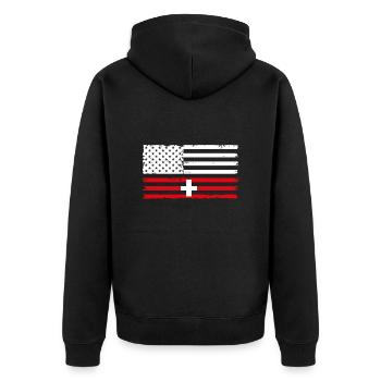 Suisse Amérique - Veste à capuche bio Premium Unisexe - noir - Dos - Nico (187cm)