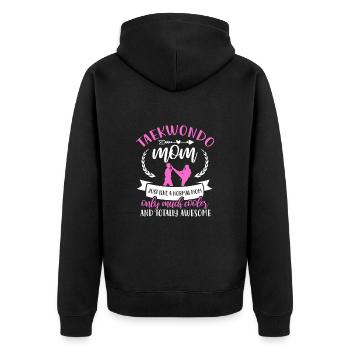 Taekwondo Mutter Tae Kwon Do Kampfsport Geschenk - Unisex Premium Bio Zip Hoodie - Schwarz - Hinten - Nico (187cm)