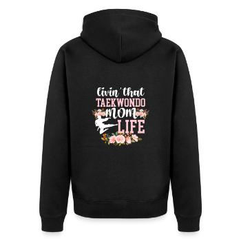 Taekwondo Mutter Tae Kwon Do Kampfsport Geschenk - Unisex Premium Bio Zip Hoodie - Schwarz - Hinten - Nico (187cm)