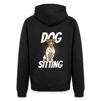 Dog Sitting Dog Sitter Dog Sitting - Unisex Premium Organic Zip Hoodie - black - Back - Nico (187cm)