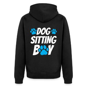 Hundesitter Junge Hundesitting Hund Dog Sitting - Unisex Premium Bio Zip Hoodie - Schwarz - Hinten - Nico (187cm)