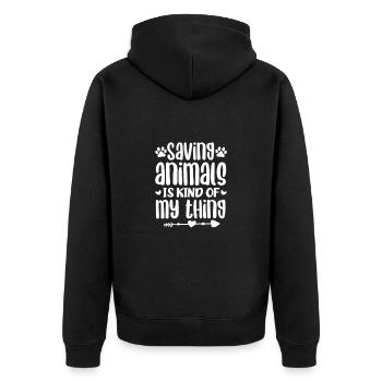 Tierarzt - Unisex Premium Bio Zip Hoodie - Schwarz - Hinten - Nico (187cm)
