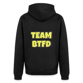 Team BTFD Buy The Dip Crypto Stonk Meme Funny - Unisex Premium Organic Zip Hoodie - black - Back - Nico (187cm)