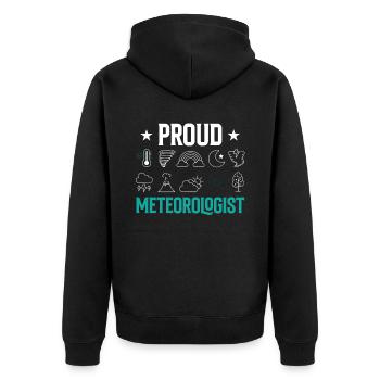 Stolzer Meteorologe Meteorologie Wettervorhersage - Unisex Premium Bio Zip Hoodie - Schwarz - Hinten - Nico (187cm)