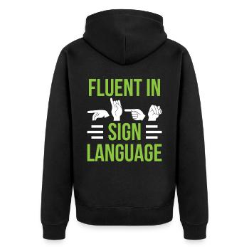 Maîtrise de la langue des signes Conscience des signes - Veste à capuche bio Premium Unisexe - noir - Dos - Nico (187cm)