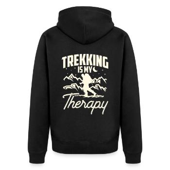 Le trekking est ma thérapie Randonnées randonneurs - Veste à capuche bio Premium Unisexe - noir - Dos - Nico (187cm)