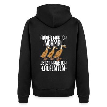 Laufenten Laufente Entenzucht Entenzüchter Ente - Unisex Premium Bio Zip Hoodie - Schwarz - Hinten - Nico (187cm)
