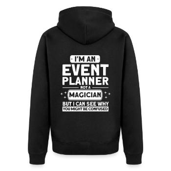 Eventplaner Hochzeitsplaner Event Manager - Unisex Premium Bio Zip Hoodie - Schwarz - Hinten - Nico (187cm)