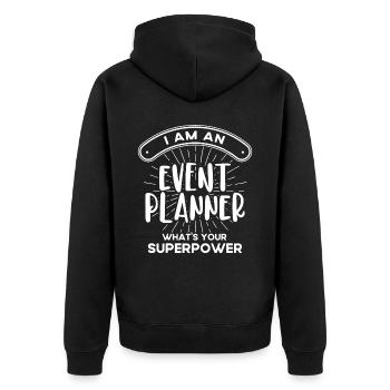 Eventplaner Hochzeitsplaner Event Manager - Unisex Premium Bio Zip Hoodie - Schwarz - Hinten - Nico (187cm)