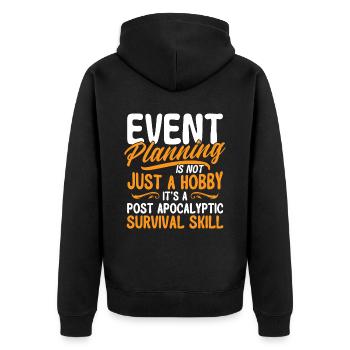 Eventplaner Hochzeitsplaner Event Manager - Unisex Premium Bio Zip Hoodie - Schwarz - Hinten - Nico (187cm)