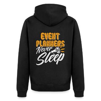 Eventplaner Hochzeitsplaner Event Manager - Unisex Premium Bio Zip Hoodie - Schwarz - Hinten - Nico (187cm)
