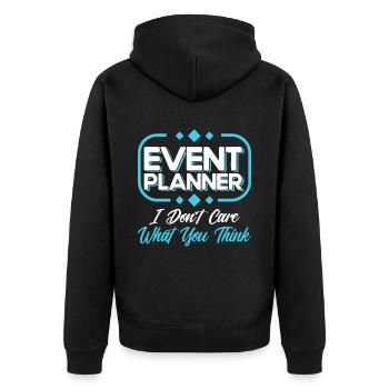 Eventplaner Hochzeitsplaner Event Manager - Unisex Premium Bio Zip Hoodie - Schwarz - Hinten - Nico (187cm)