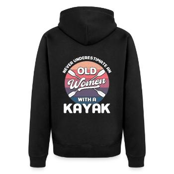 Kajak Kajakfahrer Kanu Outdoor Wasserkajak - Unisex Premium Bio Zip Hoodie - Schwarz - Hinten - Nico (187cm)