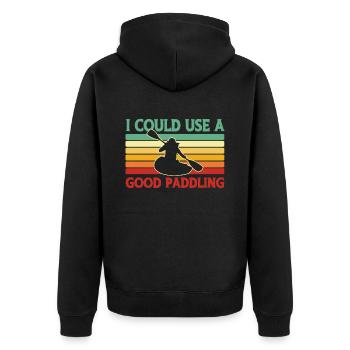 Kajak Kajakfahrer Kanu Outdoor Wasserkajak - Unisex Premium Bio Zip Hoodie - Schwarz - Hinten - Nico (187cm)