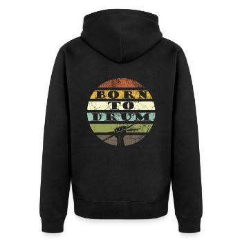 Born to drum - drummer - Unisex Premium Organic Zip Hoodie - black - Back - Nico (187cm)