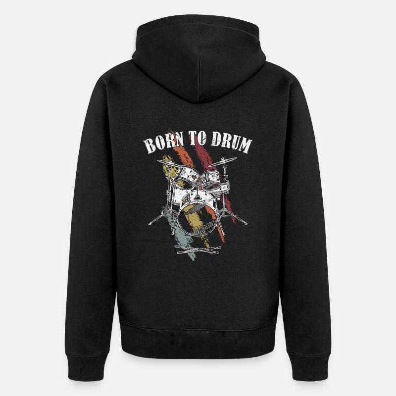 Born to drum - batteur - Veste à capuche bio Premium Unisexe - noir