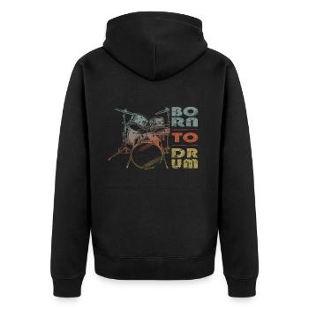 Zum Trommeln geboren - Schlagzeuger - Unisex Premium Bio Zip Hoodie - Schwarz - Hinten - Nico (187cm)
