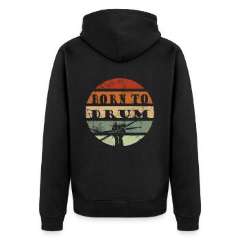 Zum Trommeln geboren - Schlagzeuger - Unisex Premium Bio Zip Hoodie - Schwarz - Hinten - Nico (187cm)
