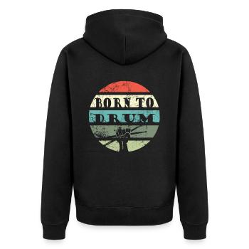 Zum Trommeln geboren - Schlagzeuger - Unisex Premium Bio Zip Hoodie - Schwarz - Hinten - Nico (187cm)
