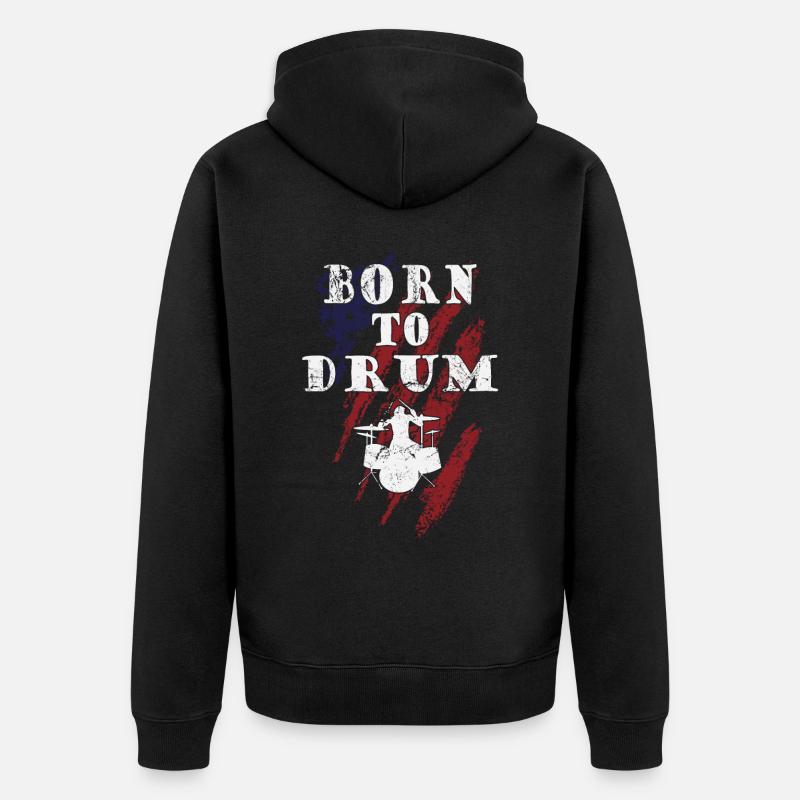 Born to drum - batteur - Veste à capuche bio Premium Unisexe - noir
