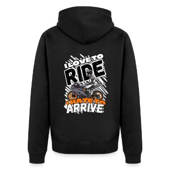 Motorcycle Lifestyle / Motorrad / Motorräder biker - Unisex Premium Bio Zip Hoodie - Schwarz - Hinten - Nico (187cm)