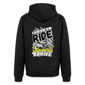 Motorcycle Lifestyle / Motorrad / Motorräder biker - Unisex Premium Bio Zip Hoodie - Schwarz - Hinten - Nico (187cm)