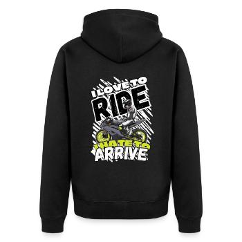 Moto Lifestyle / Moto / Moto motard - Veste à capuche bio Premium Unisexe - noir - Dos - Nico (187cm)