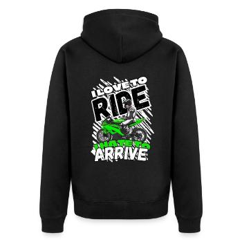 Motorcycle Lifestyle / Motorrad / Motorräder biker - Unisex Premium Bio Zip Hoodie - Schwarz - Hinten - Nico (187cm)