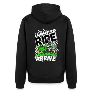 Motorcycle Lifestyle / Motorrad / Motorräder biker - Unisex Premium Bio Zip Hoodie - Schwarz - Hinten - Nico (187cm)