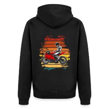 Motorcycle Lifestyle / Motorcycle / Motorcycles biker - Unisex Premium Organic Zip Hoodie - black - Back - Nico (187cm)